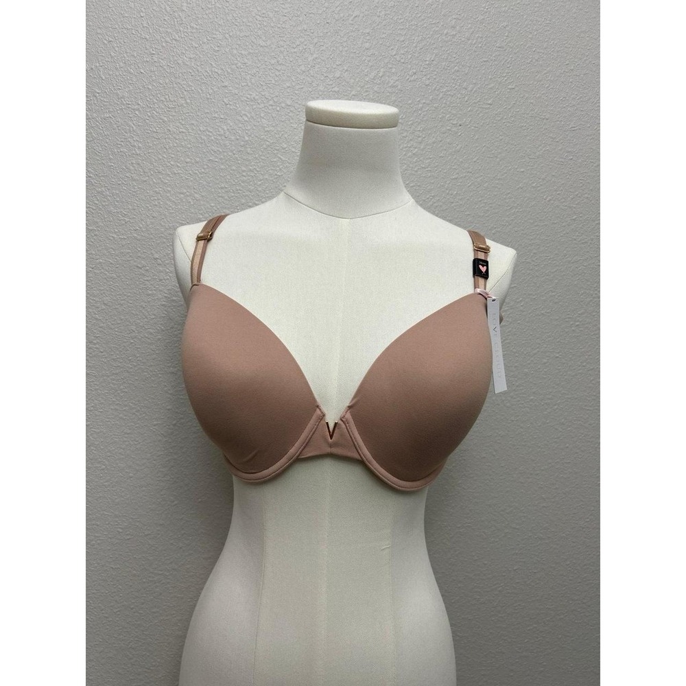 NWT Victoria's Secret Love Cloud Lined Demi Bra Nude Beige Gold V Hardware